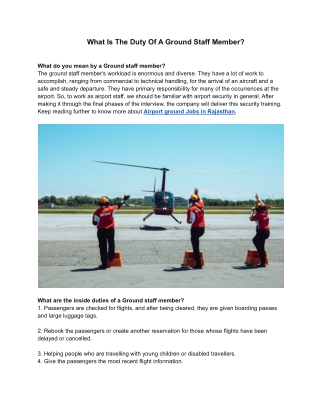 What Is The Duty Of A Ground Staff Member