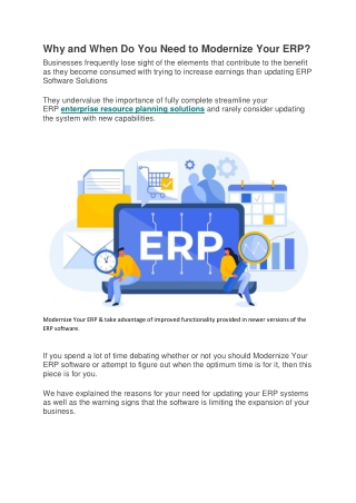 Why and When Do You Need to Modernize Your ERP