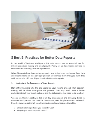 5 Best BI Practices for Better Data Reports - Minerva