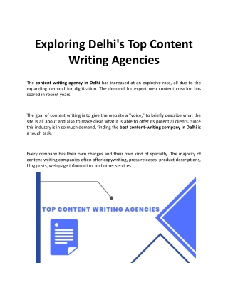 Exploring Delhi to content writing agencies