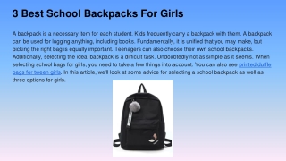 3 Best School Backpacks For Girls