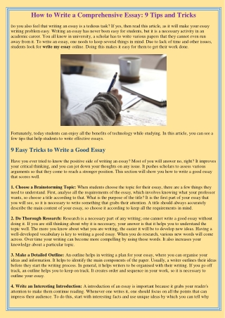 How to Write a Comprehensive Essay_ 9 Tips and Tricks