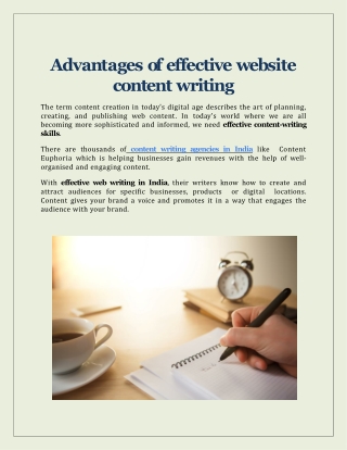 Advantages of effective website content writing