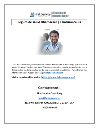 Seguro de salud Obamacare | Fsinsurance.us