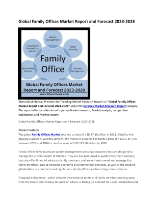 Global Family Offices Market Report and Forecast 2023-2028