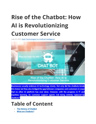 Rise of the Chatbot: How AI is Revolutionizing Customer Service