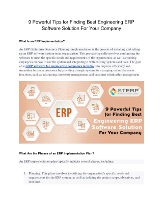 9 Powerful Tips for Finding Best Engineering ERP Software Solution For Your Company