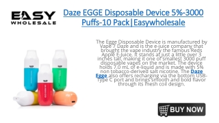 Daze EGGE Disposable Device 5%-3000 Puffs-10 Pack|Easywholesale
