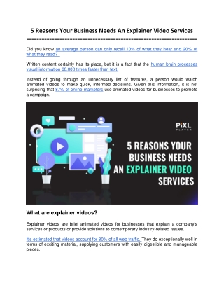 5 Reasons Your Business Needs An Explainer Video Services