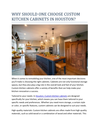 WHY SHOULD ONE CHOOSE CUSTOM KITCHEN CABINETS IN HOUSTON