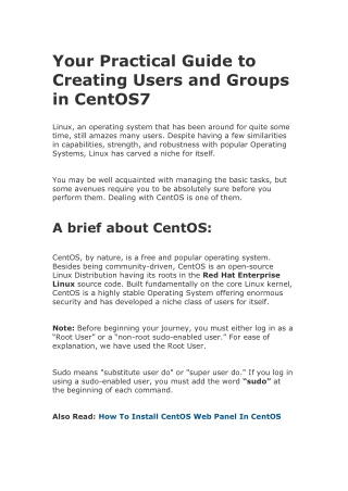 Your Practical Guide to Creating Users and Groups in Centos 07