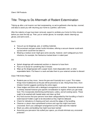 Things to Do Aftermath of Rodent Extermination_ VM Products