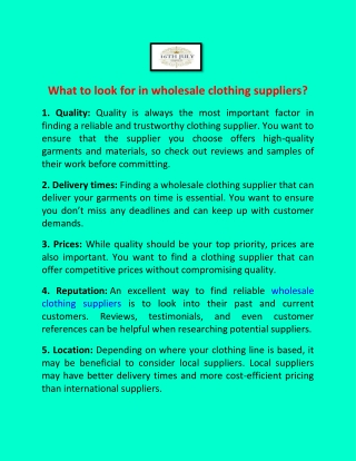 What to look for in wholesale clothing suppliers