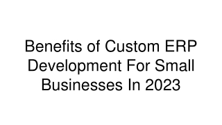 Benefits of Custom ERP Development For Small Businesses In 2023