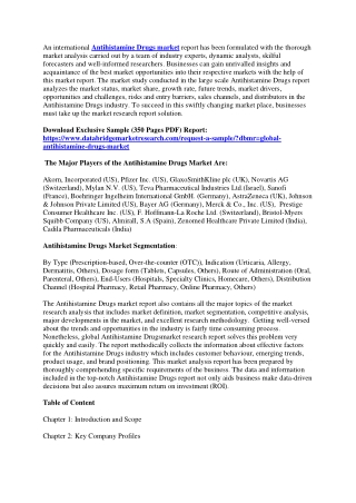 Antihistamine Drugs Market
