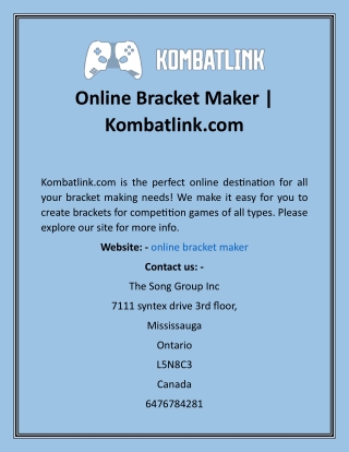 Online Bracket Maker  Kombatlink