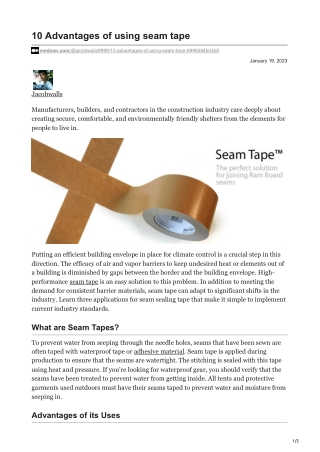 10 Advantages of using seam tape