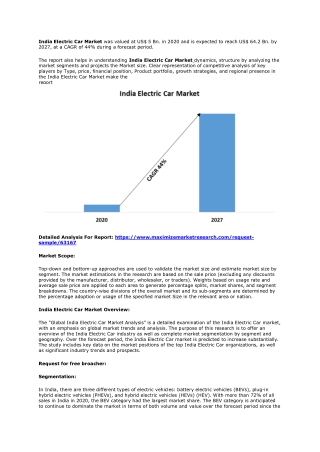 India Electric Car Market – Industry Analysis and forecast 2027