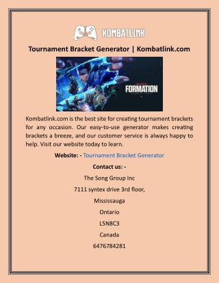 Tournament Bracket Generator  Kombatlink
