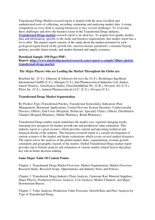 Transdermal Drugs Market