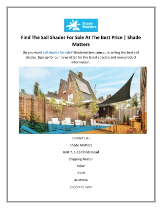 Find The Sail Shades For Sale At The Best Price  Shade Matters