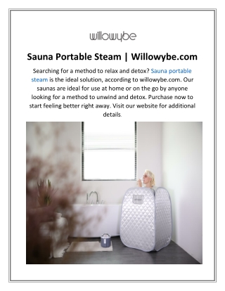 Sauna Portable Steam  Willowybe.com