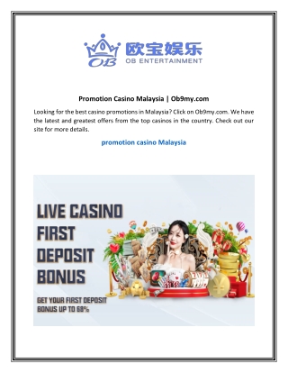 Promotion Casino Malaysia  Ob9my.com