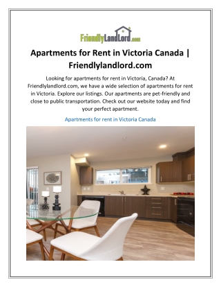 Apartments for Rent in Victoria Canada  Friendlylandlord.com