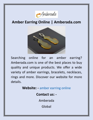 Amber Earring Online  Amberada