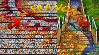 San Francisco Tiled Steps Project, the sea flowing into the sky