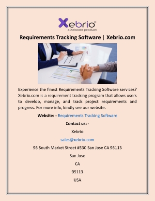Requirements Tracking Software  Xebrio.com