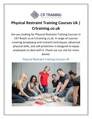 Physical Restraint Training Courses Uk  Crtraining.co.uk