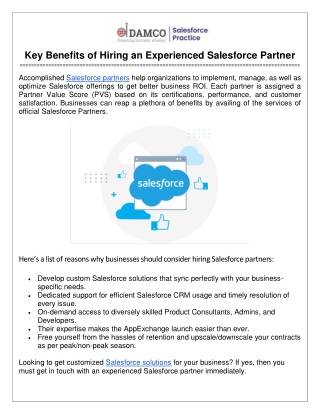 Key Benefits of Hiring an Experienced Salesforce Partner