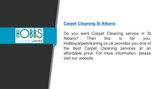 Carpet Cleaning St Albans  Hobbscarpetcleaning.co.uk