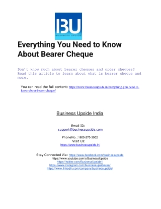 Everything You Need to Know About Bearer Cheque