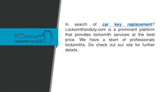 Car Key Replacement  Locksmithonduty.com