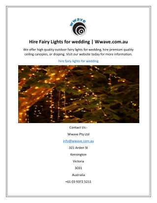 Hire Fairy Lights for wedding  Wwave.com.au