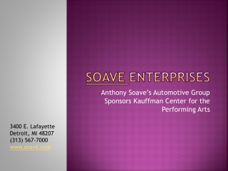 Anthony Soave’s Automotive Group Sponsors Kauffman Center fo