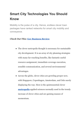 Smart City Technologies You Should Know