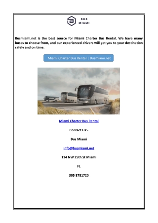 Miami Charter Bus Rental