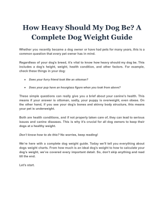 How Heavy Should My Dog Be A Complete Dog Weight Guide