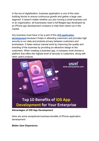 Top 10 Benefits of iOS App Development for Your Enterprise