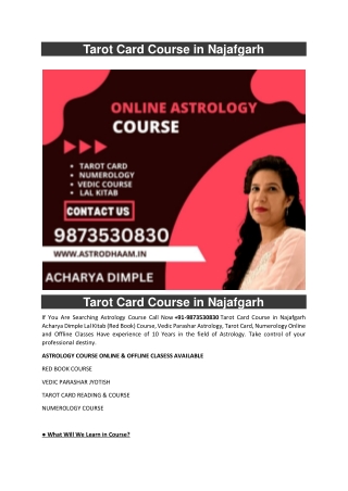 Tarot Card Course in Najafgarh  91-9873530830