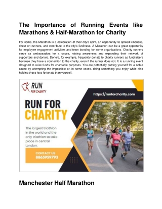 The Importance of Running Events like Marathons & Half-Marathon for Charity