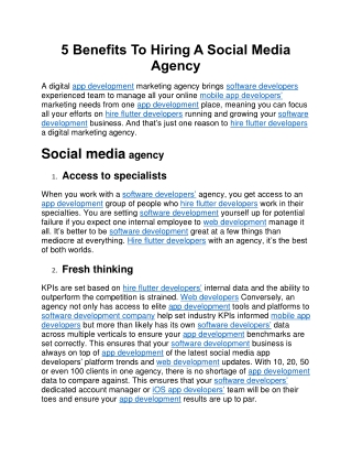 5 Benefits To Hiring A Social Media Agency