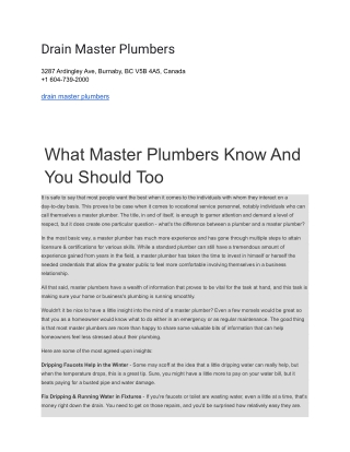 Drain Master Plumbers