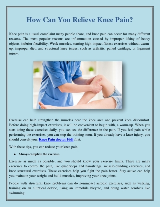 How Can You Relieve Knee Pain?