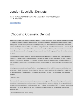 London Specialist Dentists