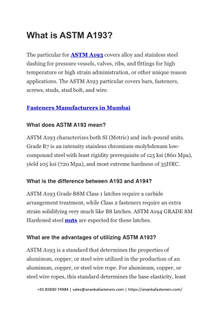 What is ASTM A193