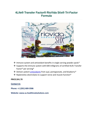 4Life® Transfer Factor® RioVida Stix® Tri-Factor Formula